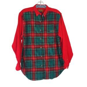 VTG Limited Jeans Red Green Plaid Corduroy Button Down Youth Size XXL